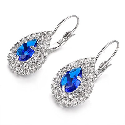

Yoursfs® Sapphire Leverback Earrings "Ocean of Heart"CZ Micro Pave Earrings Jewelry