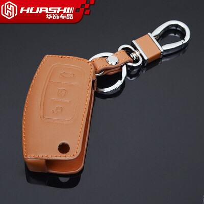 

Huafu Ford Key Bag Folding Three Buttons Black Ford Maverick Mondeo Winning Leather Key Holder