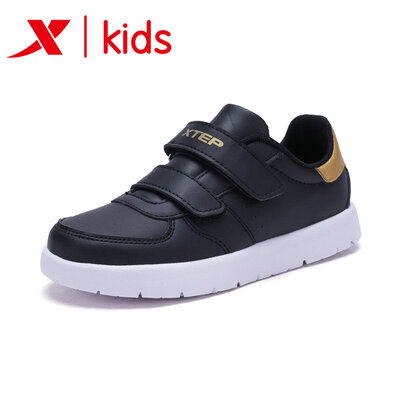 

Xtep XTEP childrens shoes childrens sports shoes boys casual shoes new childrens non-slip wear-resistant small white shoes skateboard shoes 682116319796 black gold 27 yards