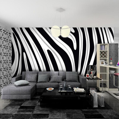 

Пользовательские обои Mural 3D Нетканые обои Ptinted Черные и белые полосы Zebra Гостиная Диван Телевизор Заставка Обои