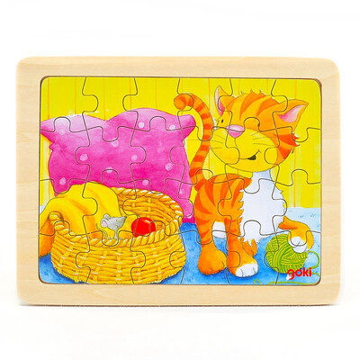 

goki Wooden Jigsaw Puzzle with Storage tray (24/48/96pcs and 46/55pcs of 4 layers ) for kids