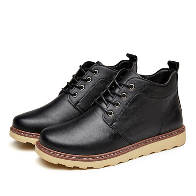 

Mid-cut leiure leather boots Mens shoes