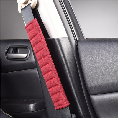 

Flax Car Seat Belt Pad Long Linen Car Seat Belt Shoulder Pad Breathable Black Red Beige Brown Purple Mama Family New Belt Cover