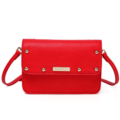 

BAFELLI leather bag rivet flap for women soft shoulder bag black red apricot bolsa feminina high quality womens messenger bag