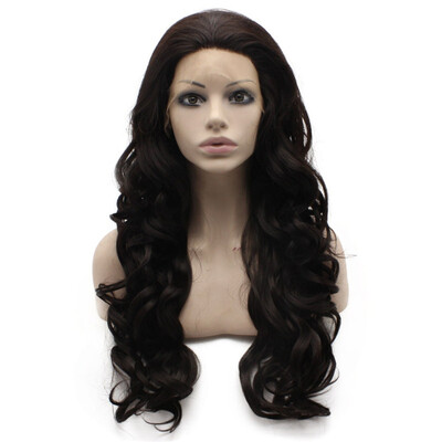 

Iwona Synthetic Hair Lace Front Long Wavy Dark Brown Wig