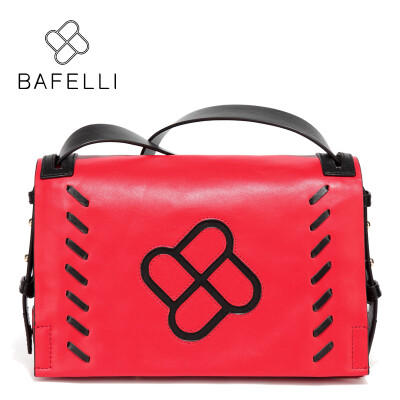 

BAFELLI genuine leather shoulder bag autumn&winter new arrival crossbody bag vintage weave postman bag red black womens bag