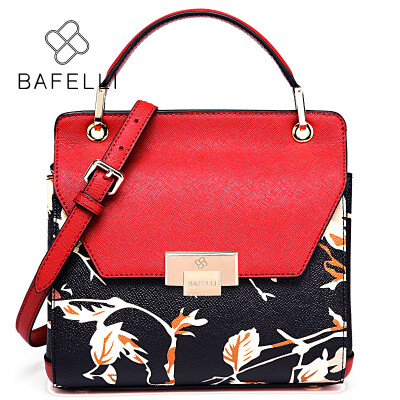 

BAFELLI women handbag split leather flower printing trunk shoulder bag for women crossbody bag bolsos mujer women bag 4 colors