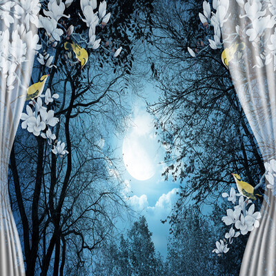 

3D Wall Mural Wall Paper Natural Scenery Мирный Ночной Лес Лунный Пользовательский 3D-зал Пейзаж Фотообои Окно Вид Спальня