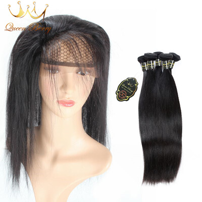

360 Lace Closure With 2 Bundles Straight Virgin Human Hair Weave