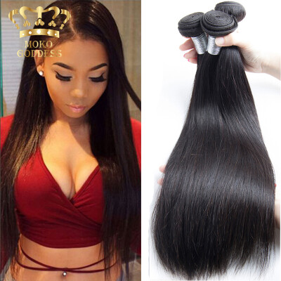 

Mokogoddess Hair 7A Brazilian Virgin Straight Hair 4 Bundles Straight Hair Bundle Deals Straight Human Hair Weaving Silky and Soft