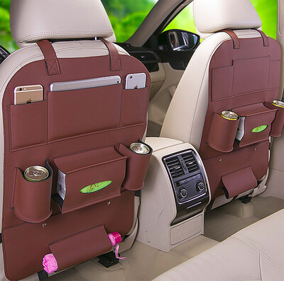 

Pu Leather Car Seat Back Organizer&iPad mini Holder Universal Use as Car Backseat Organizer for Kids Storage Bottles Tissue