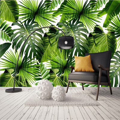 

Custom 3D Mural Wallpaper Tropical Rain Forest Banana Leaves Photo Murals Living Room Restaurant Cafe Backdrop Wall Paper Murals