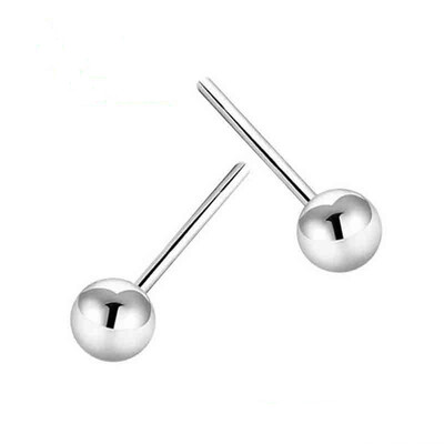 

1PCS 6mm Бусины серьги Anti-аллергия Женщины S925 серебряные розовые золотые иглы ювелирные изделия свадебные влюбленные подарки на день рождения
