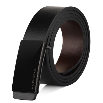 

Buybarly Mens Leather belt double side buckle black