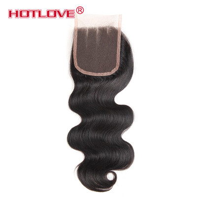 

Hotlove Hair Bdoy Wave Lace Closure Free Middle Three Part 44 Size Virgin Human Hair 8"-20" Natural color