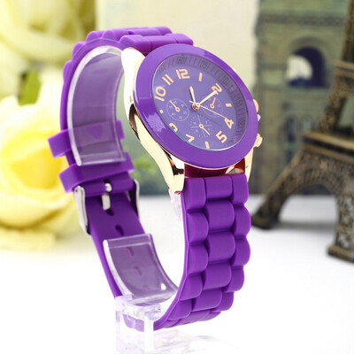 

Unisex Silicone Crystal Lady Jelly Gel Quartz Analog Sports Wristwatch