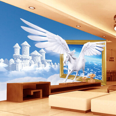 

Пользовательские обои для фото Blue Sky White Clouds Horse Creative Art Living Room 3D Wall Mural Wall Wall Home Decor Modern Painting
