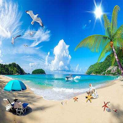 

Custom 3D Photo Wallpaper Summer Seaview Sunshine Beach Photography Background Decor Wall Painting Living Room Wall Paper Modern