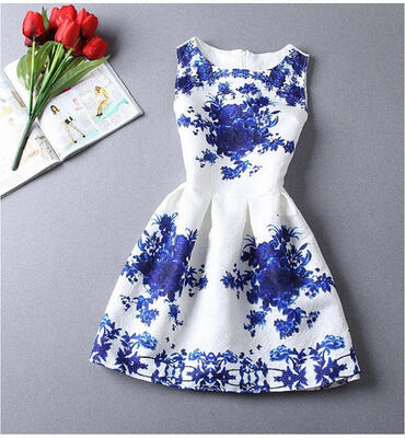

Lovaru ™summer style 2015 new women dress Lovely sweet printed sleeveless short PROM dress
