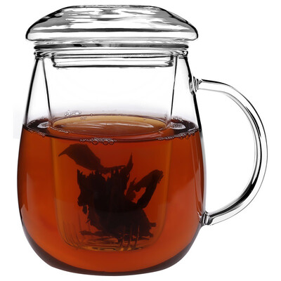 

Jiahong US Mentou Series 550ml Термостойкая стеклянная чашка 3 комплекта стеклянного чая, отделенного от стеклянной крышки бесцветным и прозрачным