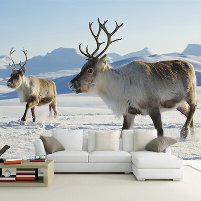 

Custom Any Size 3D Wall Mural Wallpaper Snow Elk Nature Landscape Wall Painting Living Room Sofa Bedroom Wall Decor Paper Deer