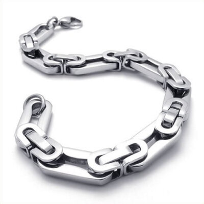 

Hpolw Polished Stainless Steel Men's Bracelet, Silver, 8.27 Inch