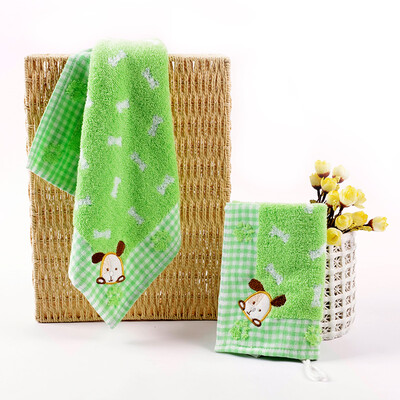 

Vosges Jade cotton children&39s towel dyed satin cartoon small square towel weaving dog embroidery hanging towel 3435cm blue