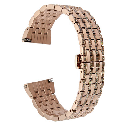 

22mm Crystal Rhinestone Diamond Watch Band Stainless Steel Wrist Strap for Samsung Gear S3 Classic Gear S3 Frontier
