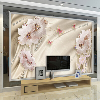 

Пользовательские 3D-обои для фото Роскошные украшения Flower Butterfly TV Background Wall Mural Обои для гостиной Спальня Home Decor