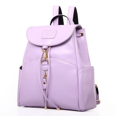 

Aliwillam® New Korean fashion oil PU leather handbag shoulder bag large capacity backpack schoolbag for girls travel school bacpack