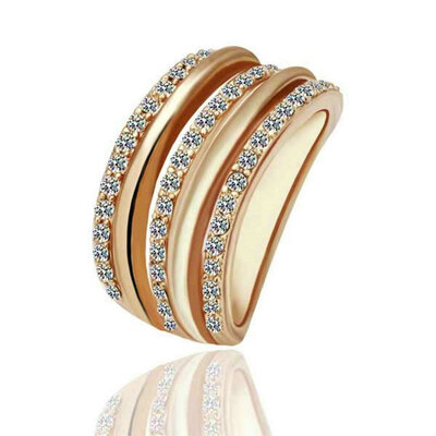 

Yoursfs® 18K Rose Gold Plated Triple Line Crystal Bridal Ring Используйте австрийское свадебное обручальное кольцо