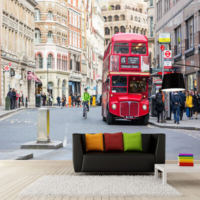 

Custom 3D Photo Wallpaper Home Decor Wall Painting London Street View Street Red Bus Mural Living Room Sofa TV Background Wall
