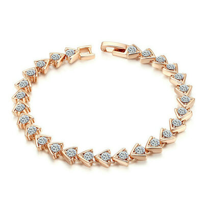 

Yoursfs® 18K Rose Gold Plated Triangle Chain Bracelet Used Austrian Crystal Bangle