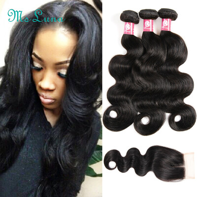 

Brazilian Virgin Hair with Closure 3 Bundles Brazilian Body Wave with Lace Closure Unprocessed Human Hair Bundles With Closure