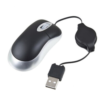

750mm 75cm Retractable Slim USB Optical Mini Scroll Mouse Laptop PC Notebook