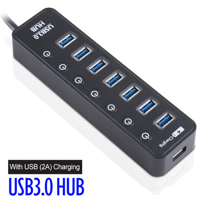 

7-port USB 3.0 - супер скорости до 5gbps Plug & Play с умными порт зарядки & on / off переключатели черный