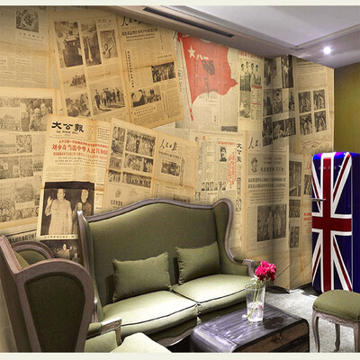 

Custom 3d mural English old newspaper mural theme restaurant 3D stereo living room bedroom TV background wallpaper mural