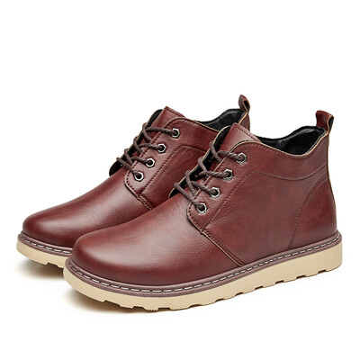 

Mid-cut with velvet, leiure leather boots, Men's shoes