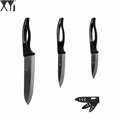 

Good Quality Ceramic Knife 3'' Paring 4'' Utility 6" Chef Non-Corrosive Kitchen Knife Set Black Handle XYJ Brand Cooking Tools