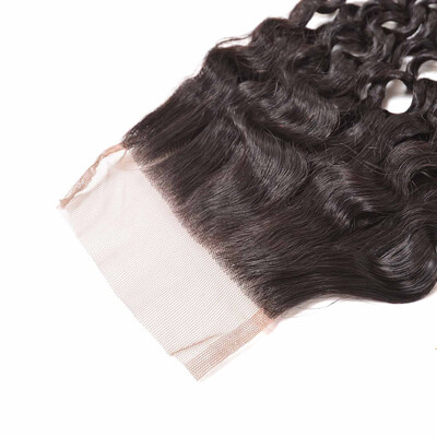 

BHF 8A Cheap Peruvian Deep Wave Human Hair Lace Closure Free Shipping Natural Color