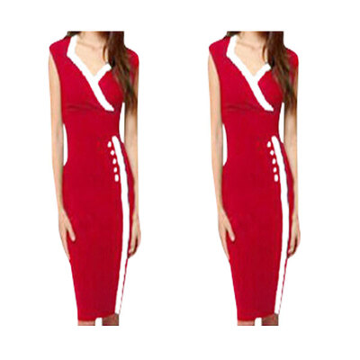 

Lovaru ™New 2015 fashion Big splicing professional white-collar OL pencil dress with short sleeves