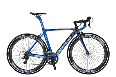

EUROBIKE 700C Каркас из углеродного волокна для мотоциклов Shimano R3000 18 Скоростной гоночный велосипед 50 см Синий