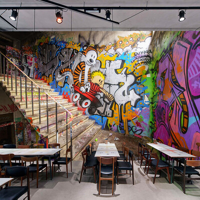 

Custom Any Size Modern Fashion Street Art Graffiti Stereoscopic Stairs Bar KTV Cafe Mural Background Photo Wall Paper Painting