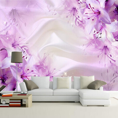 

Romantic 3D Stereo Purple Flower Silk Wallpaper Living Room TV Sofa Backdrop Wall Fresco Home Decor Mural Papel De Parede Floral