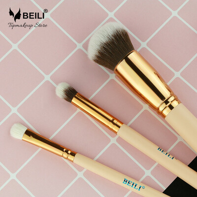 

BEILI 3 stücke Synthetische und Ziegenhaar Foundation Concealer Rauchigen Lidschatten Kleine Make-Up Pinsel Set