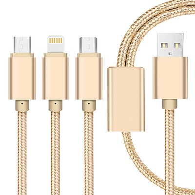 

Ginger Автомобильное зарядное устройство Triple-in-one (Apple / Android / Type-c) Многофункциональный многофункциональный мобильный телефон Non-data Cable Car One Drag Three Мобильный телефон Зарядное устройство Champagne Gold