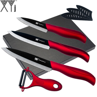 

XYj Black Blade Kitchen Ceramic Cooking Knives Paring Utility Slicing Knife + Peeler + Black Hard Paper Gift Box Kitchen Tools