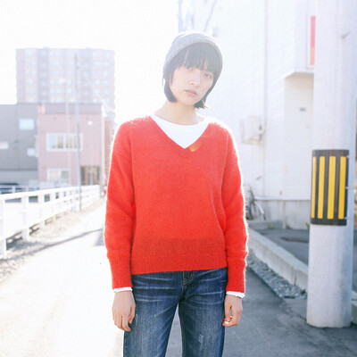 

And with pure Raincun C6145 mohair red sweater female v-neck pullover wool ulzzang sweater orange red L C6145JR0L
