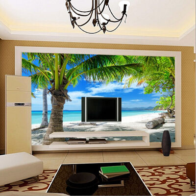 

Custom 3D Mural Mediterranean Modern Minimalist Sea Beach Coconut Wall Painting Sofa Living Room TV Background Photo Wallpaper