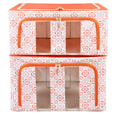 

Baicao Garden Oxford cloth three-sided visible storage box clothes sundries storage box storage box 60L46L 2 packs of orange